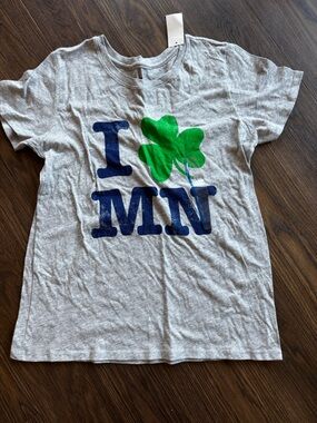 Target Gray T-Shirt with Green Shamrock and Navy 'I ♥ MN' Graphic